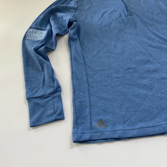 Adidas Sweater Women's 3-Stripes Quarter Zip A555 Blue Size Large - Picture 3 of 11